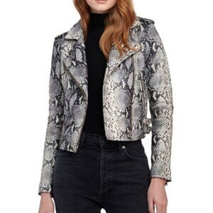 Philosophy Women's Snake Skin Print Embossed Faux Leather Moto Jacket Small NWT